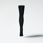 Back view of a medical thigh high stocking in black.
