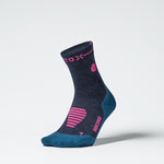 Merino Hiking Ankle Socks Women | Dark Blue / Pink